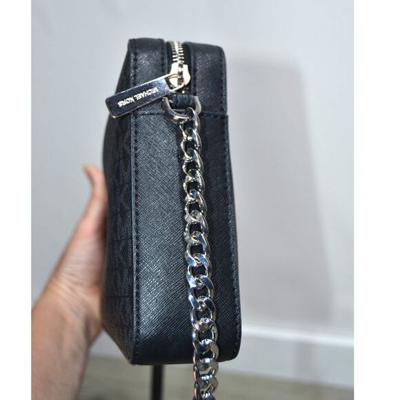 Michael Kors Jet Set Large Black Logo Crossbody Purse & Card Case Wallet Set - Picture 4 of 15